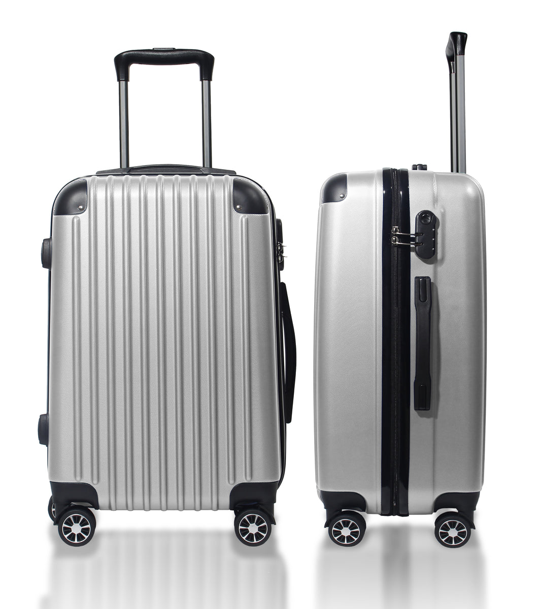 Handgepäck Koffer Reisekoffer mit Rollen Trolley Handgepäck Trolley Rollkoffer Sicherheit Zahlenschloß Airline-kompatibel Handgepäck 4 Rollen(Silber)